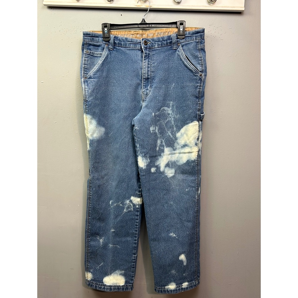 Smith's Workwear Carpenter Jeans Men 36x30 Blue S1405CPS Bleach Splatter Utility